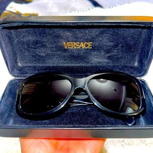 Authentic VERSACE black sunglasses withSwarovski crystals .